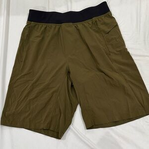 lululemon athletica Olive Green Athletic Shorts with Black Waistband